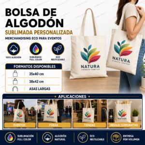 Bolsa de Algodón Sublimada Personalizada – Merchandising Eco para Eventos