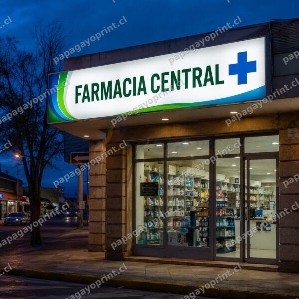 Caja de luz de farmacia encendida con gráfica en backlight film - Papagayoprint