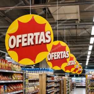 Colgantes Publicitarios 30 cm con Ojetillos e Hilo de Pescar – Cantidad Flexible