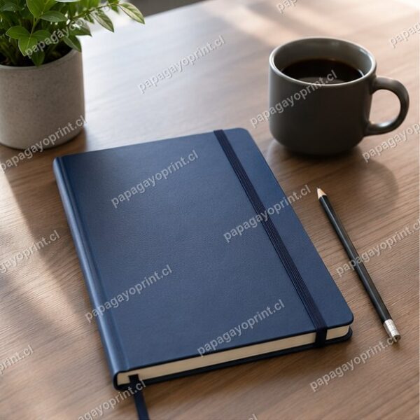 Cuaderno corporativo personalizado sobre escritorio de oficina - Papagayoprint
