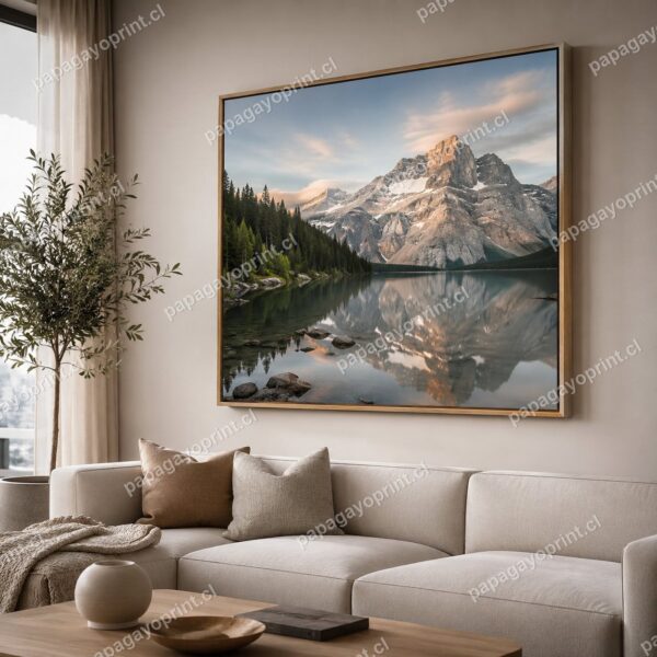 Cuadro en tela canvas con marco en living - Papagayoprint