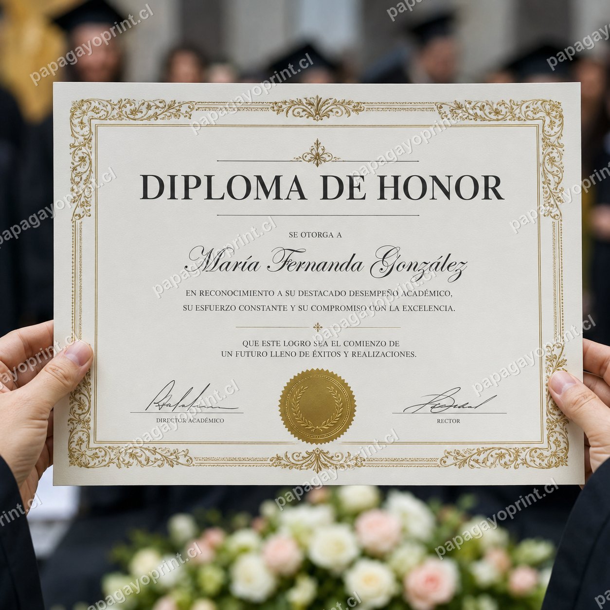 Diploma impreso en ceremonia de graduación - Papagayoprint