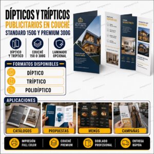 Dípticos y trípticos publicitarios en couché 150g y 300g - Papagayoprint
