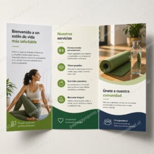 Folleto tríptico publicitario desplegado - Papagayoprint