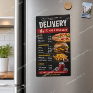 Imán de refrigerador con menú delivery - Papagayoprint