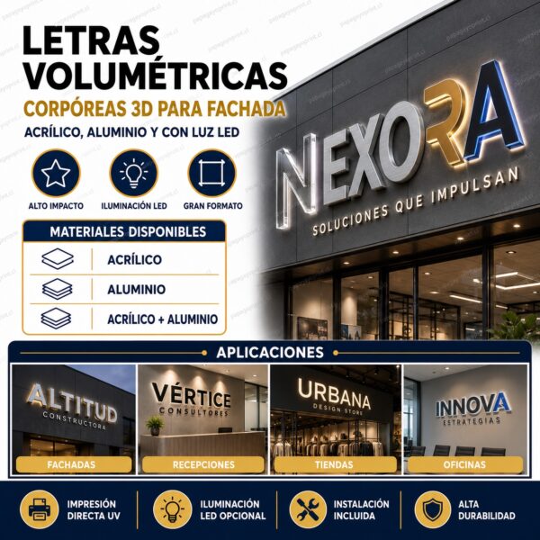 Letras Volumétricas Acrílico y Aluminio