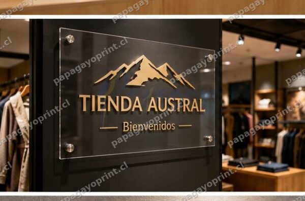 Letrero de acrilico cristal transparente 5mm en tienda premium