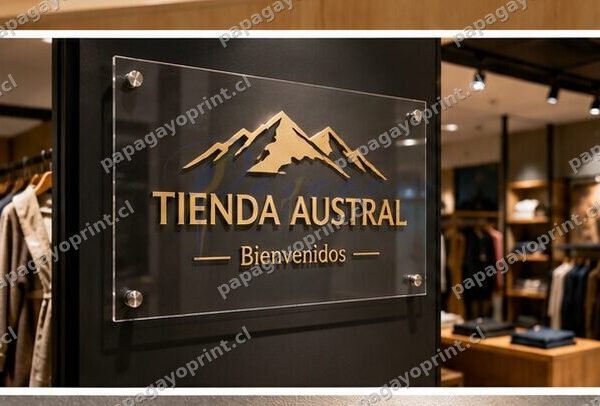Letrero de acrilico cristal transparente 5mm en tienda premium