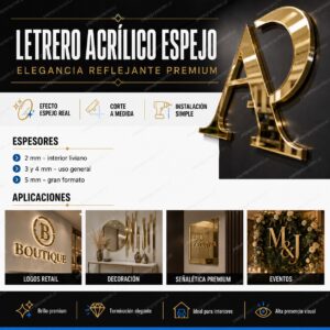 Letrero Acrílico Espejo 2mm Emplacado