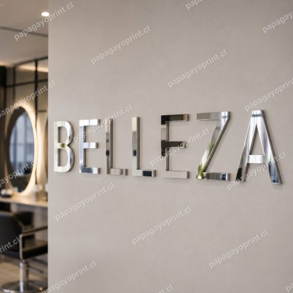 Letras de acrílico espejo en salón de belleza - Papagayoprint