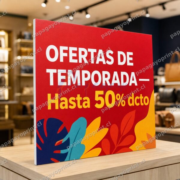 Cartel de carton pluma 5mm de ofertas en tienda retail