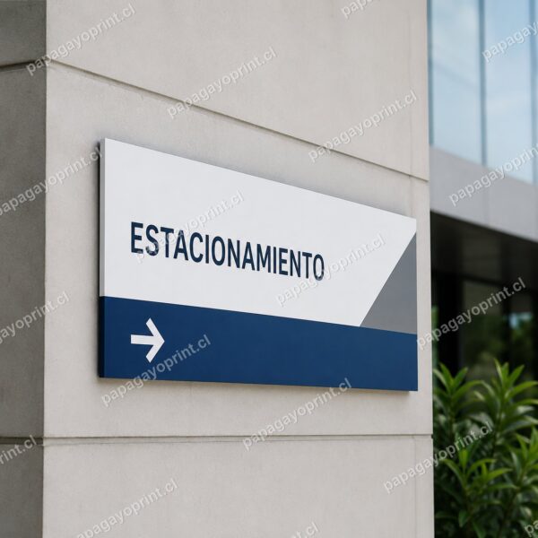 Letrero indicativo de estacionamiento en muro exterior - Papagayoprint
