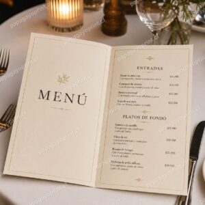 Menú de restaurante impreso tamaño carta sobre mesa - Papagayoprint