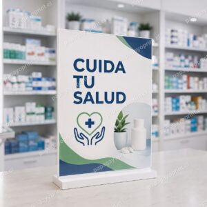 Parante mesón display en farmacia - Papagayoprint