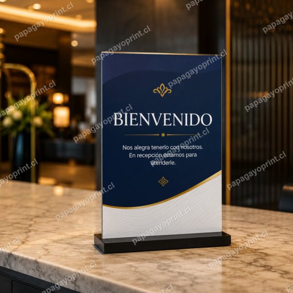 Parante mesón display de bienvenida en hotel - Papagayoprint
