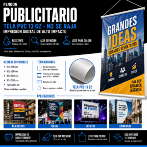 Pendón Publicitario a Medida – Tela PVC 13 oz
