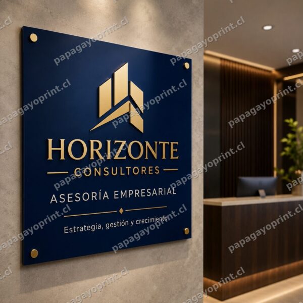 Placa corporativa PAI 2mm en recepcion de oficina