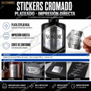 Stickers Cromado Plateado Impresión Directa