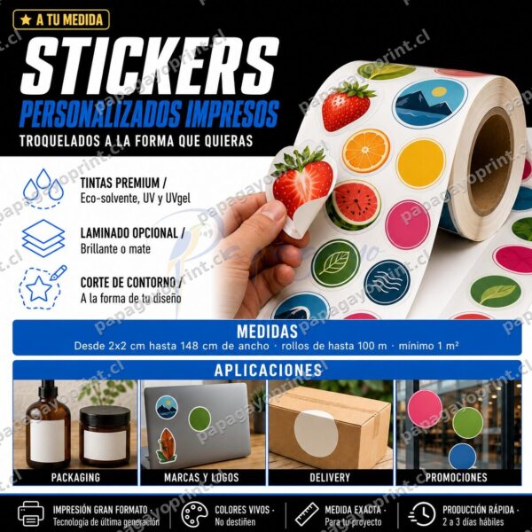 Stickers personalizados impresos y troquelados a medida - Papagayoprint Chile