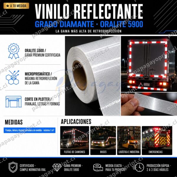 Vinilo reflectante grado diamante Oralite 5900 gama premium - Papagayoprint Chile