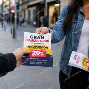 Entrega de volante publicitario en la calle - Papagayoprint